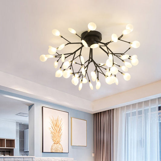 Firefly Shade LED Semi Flush Postmodern Firefly Living Room Ceiling Mount Chandelier Clearhalo 'Ceiling Lights' 'Close To Ceiling Lights' 'Close to ceiling' 'Semi-flushmount' Lighting' 2206017