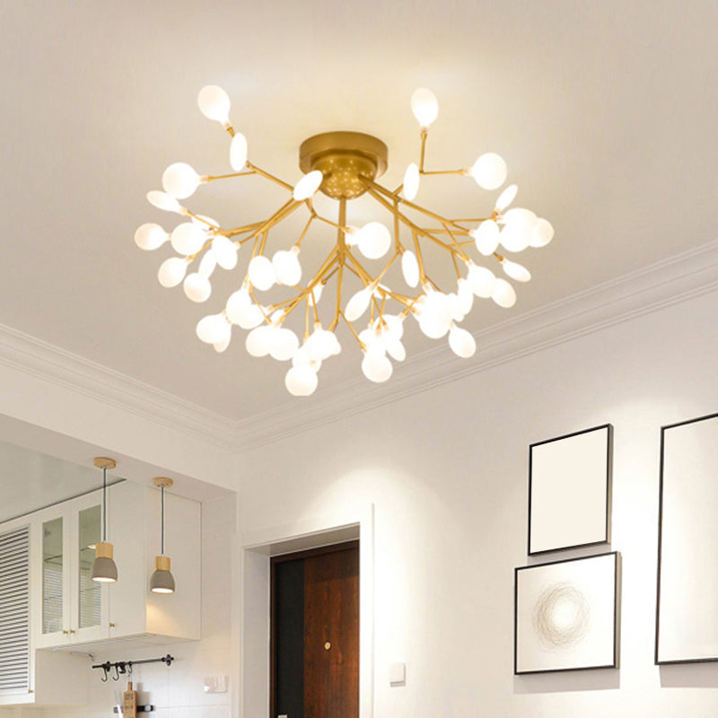 Firefly Shade LED Semi Flush Postmodern Firefly Living Room Ceiling Mount Chandelier Clearhalo 'Ceiling Lights' 'Close To Ceiling Lights' 'Close to ceiling' 'Semi-flushmount' Lighting' 2206019