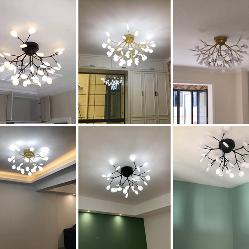 Firefly Shade LED Semi Flush Postmodern Firefly Living Room Ceiling Mount Chandelier Clearhalo 'Ceiling Lights' 'Close To Ceiling Lights' 'Close to ceiling' 'Semi-flushmount' Lighting' 2206021