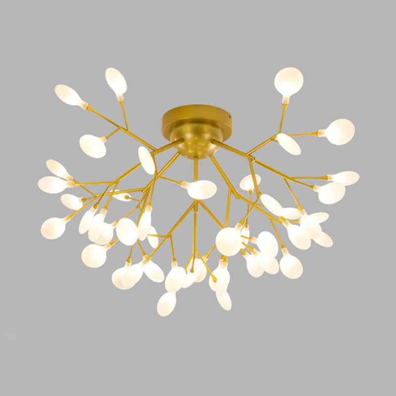 Firefly Shade LED Semi Flush Postmodern Firefly Living Room Ceiling Mount Chandelier 45 Gold Clearhalo 'Ceiling Lights' 'Close To Ceiling Lights' 'Close to ceiling' 'Semi-flushmount' Lighting' 2206022