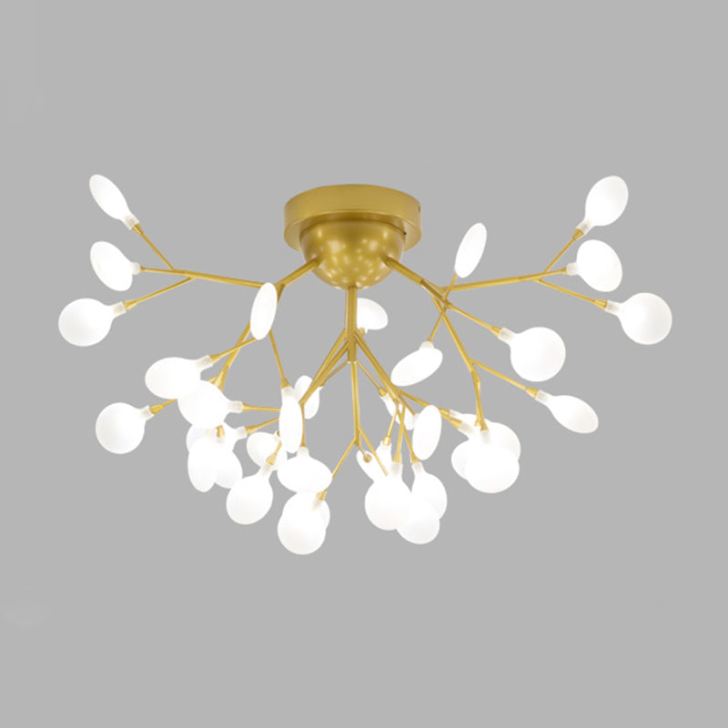 Firefly Shade LED Semi Flush Postmodern Firefly Living Room Ceiling Mount Chandelier 36 Gold Clearhalo 'Ceiling Lights' 'Close To Ceiling Lights' 'Close to ceiling' 'Semi-flushmount' Lighting' 2206024