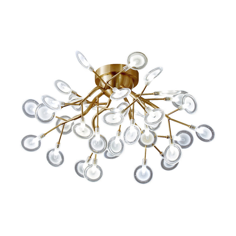 Metal Branch Flush Mount Light Simplicity Semi LED Flush Chandelier with Firefly Shade Clearhalo 'Ceiling Lights' 'Close To Ceiling Lights' 'Close to ceiling' 'Semi-flushmount' Lighting' 2206031