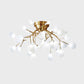 Metal Branch Flush Mount Light Simplicity Semi LED Flush Chandelier with Firefly Shade 36 Cream Clearhalo 'Ceiling Lights' 'Close To Ceiling Lights' 'Close to ceiling' 'Semi-flushmount' Lighting' 2206036