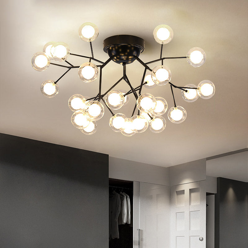 Simplistic Tree Branch LED Semi Flush Mount Metallic Living Room Close To Ceiling Chandelier in Black Clearhalo 'Ceiling Lights' 'Close To Ceiling Lights' 'Close to ceiling' 'Semi-flushmount' Lighting' 2206045