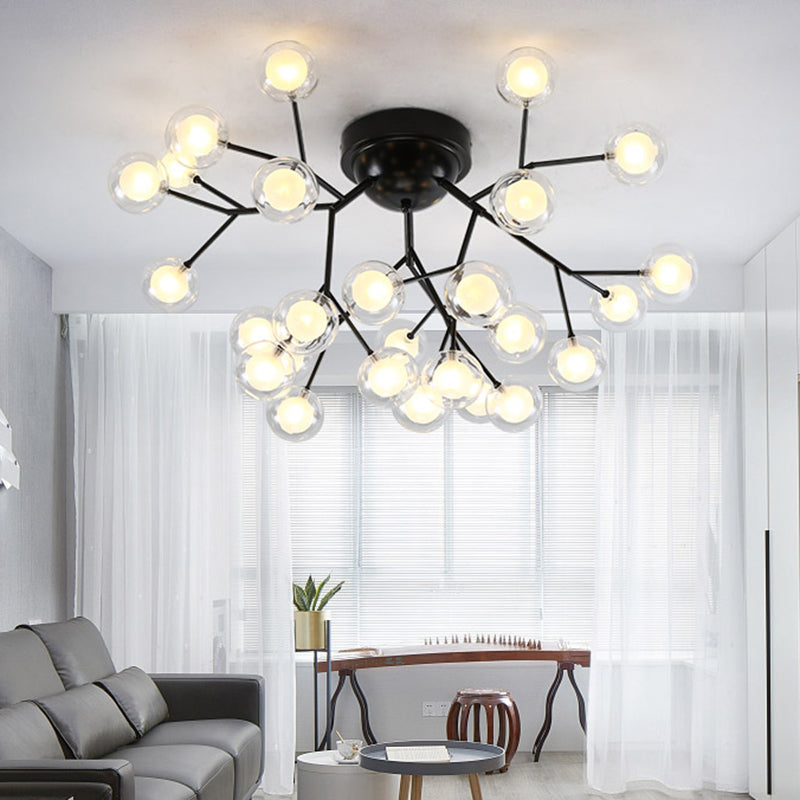 Simplistic Tree Branch LED Semi Flush Mount Metallic Living Room Close To Ceiling Chandelier in Black Clearhalo 'Ceiling Lights' 'Close To Ceiling Lights' 'Close to ceiling' 'Semi-flushmount' Lighting' 2206047