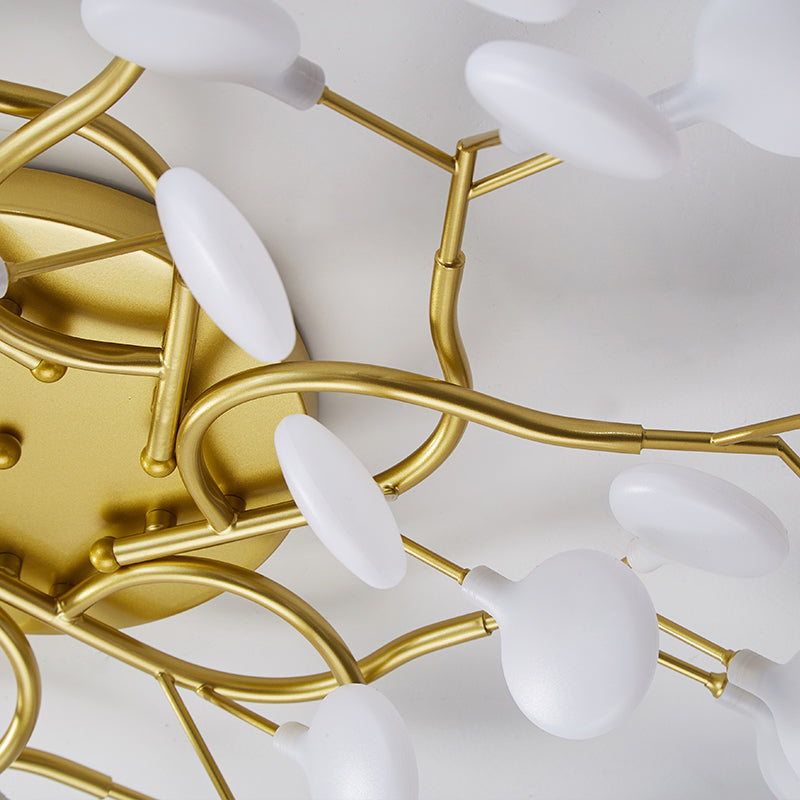 Tree Branch Living Room LED Semi Flush Light Metallic Post-Modern Flush Chandelier Light with Firefly Shade Clearhalo 'Ceiling Lights' 'Close To Ceiling Lights' 'Close to ceiling' 'Semi-flushmount' Lighting' 2206062