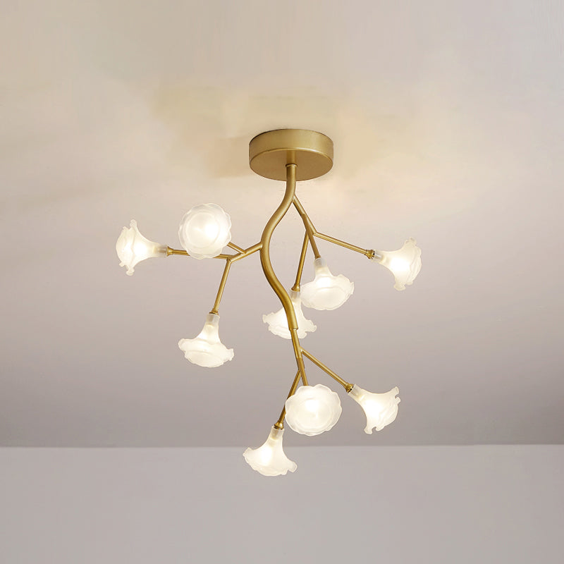Metallic Tree Branch LED Suspension Light Postmodern Chandelier Light with Shade in Gold Gold C Clearhalo 'Ceiling Lights' 'Chandeliers' 'Modern Chandeliers' 'Modern' Lighting' 2206070