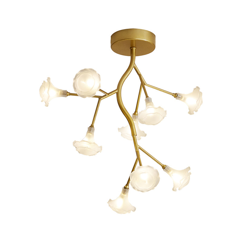 Metallic Tree Branch LED Suspension Light Postmodern Chandelier Light with Shade in Gold Clearhalo 'Ceiling Lights' 'Chandeliers' 'Modern Chandeliers' 'Modern' Lighting' 2206073