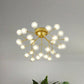 Nordic Firefly LED Semi Flush Light Glass Dining Room Flush Mount Ceiling Chandelier in Gold 27 Gold C Clearhalo 'Ceiling Lights' 'Close To Ceiling Lights' 'Close to ceiling' 'Semi-flushmount' Lighting' 2206095