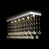 Rectangular Flush Mount Light Modern Faceted Crystal Ball 4 Lights Silver Ceiling Light for Dining Room, 23.5"/31.5"/39" Wide Clearhalo 'Ceiling Lights' 'Close To Ceiling Lights' 'Close to ceiling' 'Flush mount' Lighting' 220645