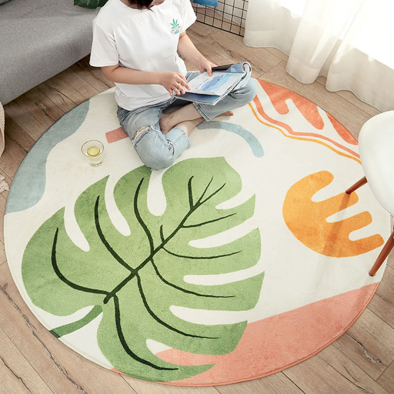 Cute Kids Room Rug Multi Color Plant Printed Area Carpet Polyster Anti-Slip Backing Machine Washable Rug Green Clearhalo 'Area Rug' 'Rug' 2207885
