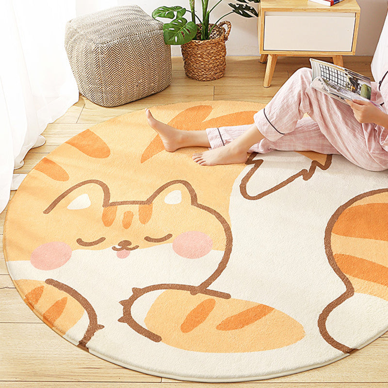Lovely Animal Patterned Rug Multi-Color Synthetics Carpet Non-Slip Backing Washable Rug for Kids Bedroom Orange Clearhalo 'Area Rug' 'Rug' 2207907