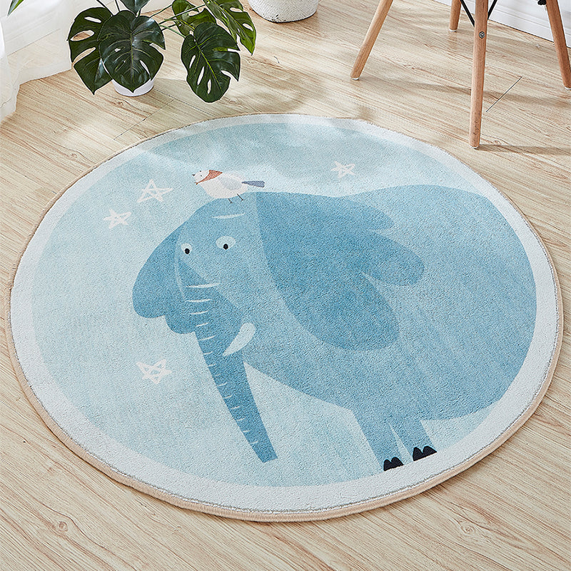Cute Cartoon Printed Rug Multi-Color Cotton Blend Indoor Rug Non-Slip ...