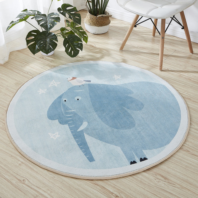 Cute Cartoon Printed Rug Multi-Color Cotton Blend Indoor Rug Non-Slip Backing Easy Care Carpet with Border for Room Blue Clearhalo 'Area Rug' 'Rug' 2207927