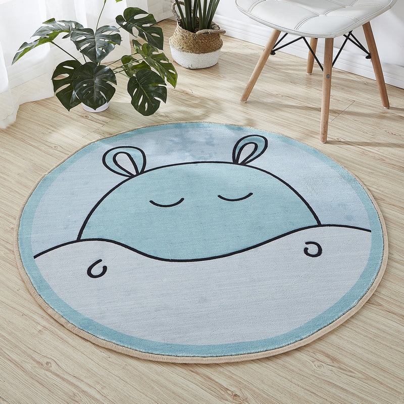 Cute Cartoon Printed Rug Multi-Color Cotton Blend Indoor Rug Non-Slip Backing Easy Care Carpet with Border for Room Light Blue Clearhalo 'Area Rug' 'Rug' 2207928