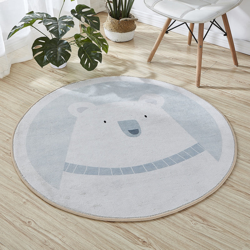 Cute Cartoon Printed Rug Multi-Color Cotton Blend Indoor Rug Non-Slip Backing Easy Care Carpet with Border for Room White Clearhalo 'Area Rug' 'Rug' 2207930