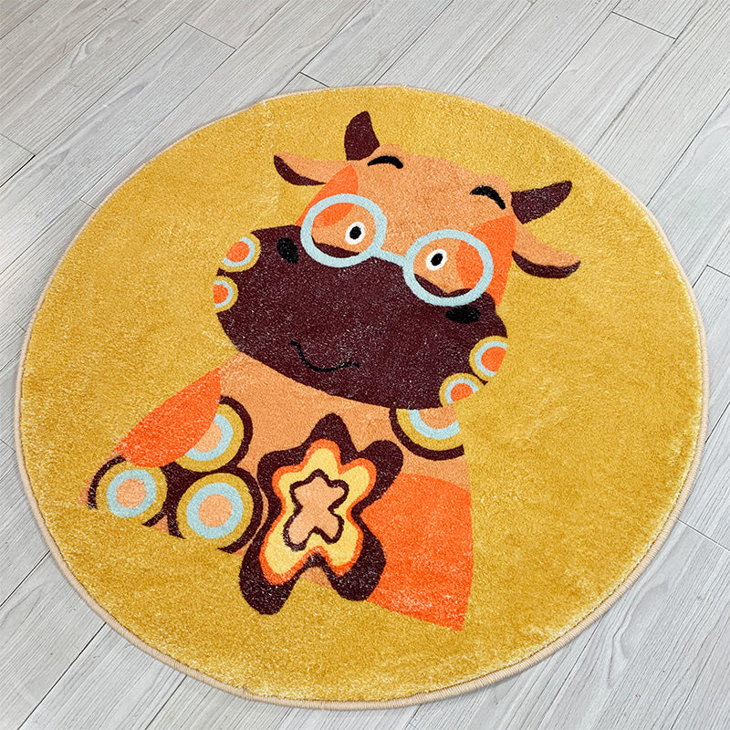 Cute Cartoon Printed Rug Multi-Color Cotton Blend Indoor Rug Non-Slip Backing Easy Care Carpet with Border for Room Yellow Clearhalo 'Area Rug' 'Rug' 2207936