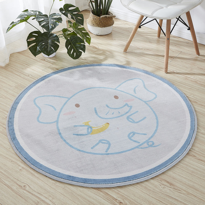 Cute Cartoon Printed Rug Multi-Color Cotton Blend Indoor Rug Non-Slip Backing Easy Care Carpet with Border for Room Gray-Blue Clearhalo 'Area Rug' 'Rug' 2207937