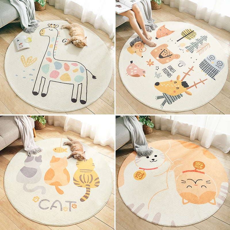 Multi Colored Nursery Rug Novelty Cartoon Animal Pattern Carpet Polyster Non-Slip Backing Machine Washable Rug Clearhalo 'Area Rug' 'Rug' 2207940