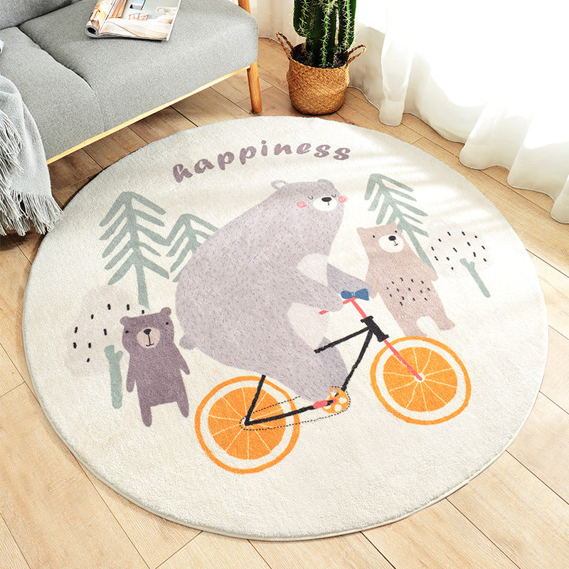 Multi Colored Nursery Rug Novelty Cartoon Animal Pattern Carpet Polyster Non-Slip Backing Machine Washable Rug Clearhalo 'Area Rug' 'Rug' 2207944