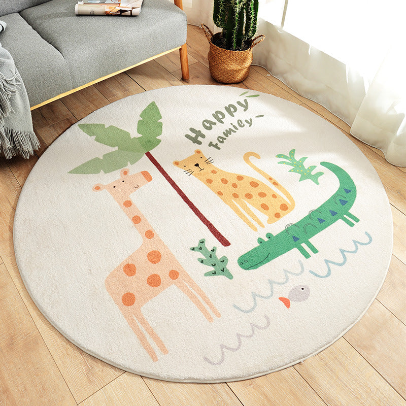 Multi Colored Nursery Rug Novelty Cartoon Animal Pattern Carpet Polyster Non-Slip Backing Machine Washable Rug Clearhalo 'Area Rug' 'Rug' 2207948
