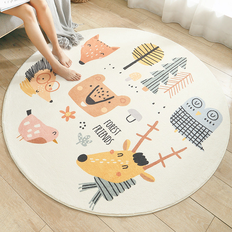 Multi Colored Nursery Rug Novelty Cartoon Animal Pattern Carpet Polyster Non-Slip Backing Machine Washable Rug Clearhalo 'Area Rug' 'Rug' 2207953