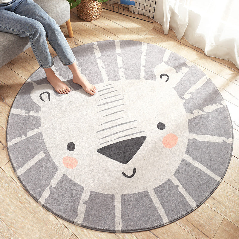 Multi Colored Nursery Rug Novelty Cartoon Animal Pattern Carpet Polyster Non-Slip Backing Machine Washable Rug Grey Clearhalo 'Area Rug' 'Rug' 2207954