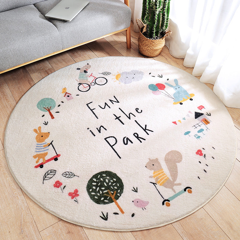 Multi Colored Nursery Rug Novelty Cartoon Animal Pattern Carpet Polyster Non-Slip Backing Machine Washable Rug Clearhalo 'Area Rug' 'Rug' 2207956