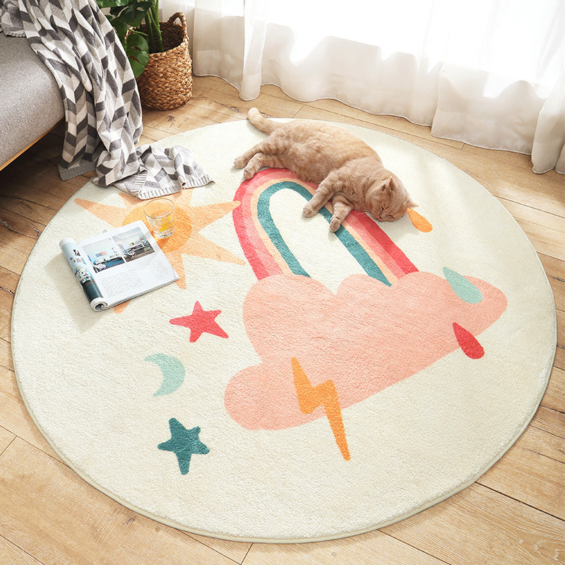 Multi Colored Nursery Rug Novelty Cartoon Animal Pattern Carpet Polyster Non-Slip Backing Machine Washable Rug Pink Clearhalo 'Area Rug' 'Rug' 2207957
