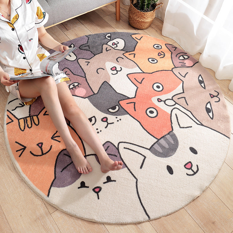 Lovely Cartoon Printed Rug Multi-Colored Lamb Wool Carpet Washable Anti-Slip Area Rug for Childrens Bedroom White Clearhalo 'Area Rug' 'Rug' 2207964