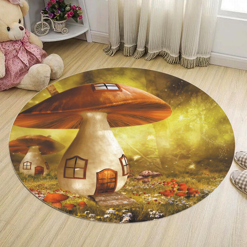 Abstract Bedroom Rug Multi Colored Cartoon Animal Print Indoor Rug Polypropylene Non-Slip Pet Friendly Carpet Yellow-Brown Clearhalo 'Area Rug' 'Rug' 2207972