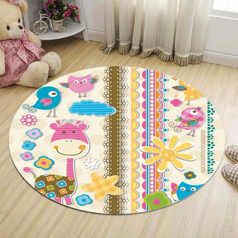 Abstract Bedroom Rug Multi Colored Cartoon Animal Print Indoor Rug Polypropylene Non-Slip Pet Friendly Carpet Yellow Clearhalo 'Area Rug' 'Rug' 2207973
