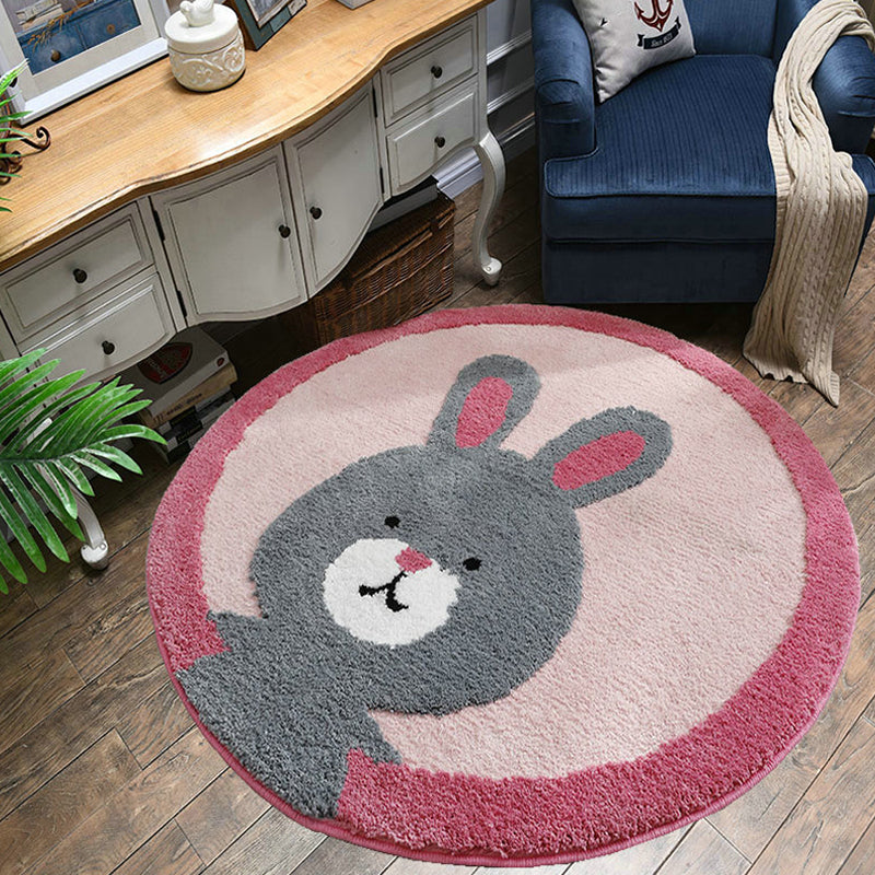 Casual Multi-Color Cute Rug Cotton Blend Cartoon Rabbit Print Carpet Pet Friendly Easy Care Rug for Kids Room Clearhalo 'Area Rug' 'Rug' 2207982