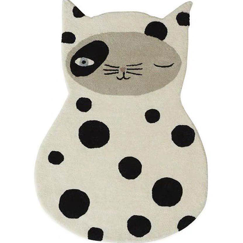 Multi Color Animal Printed Rug Cotton Blend Cute Area Rug Pet Friendly Easy Care Rug for Bedroom White-Black Clearhalo 'Area Rug' 'Rug' 2208039