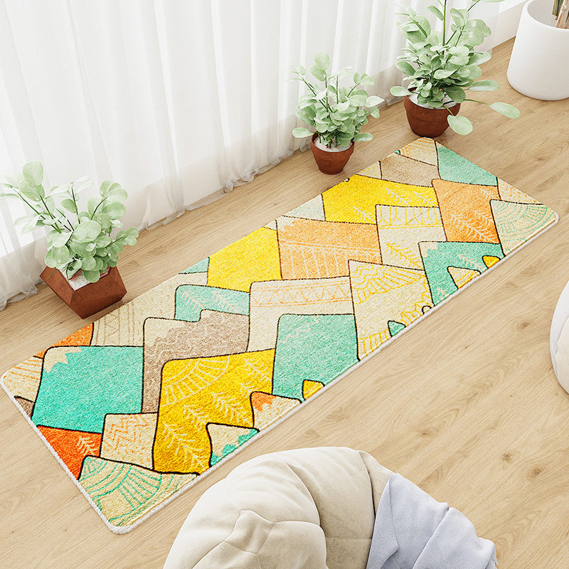 Casual Abstract Patterned Rug Multi Colored Cotton Blend Carpet Pet Friendly Washable Indoor Rug for Bedroom Green Clearhalo 'Area Rug' 'Rug' 2208161