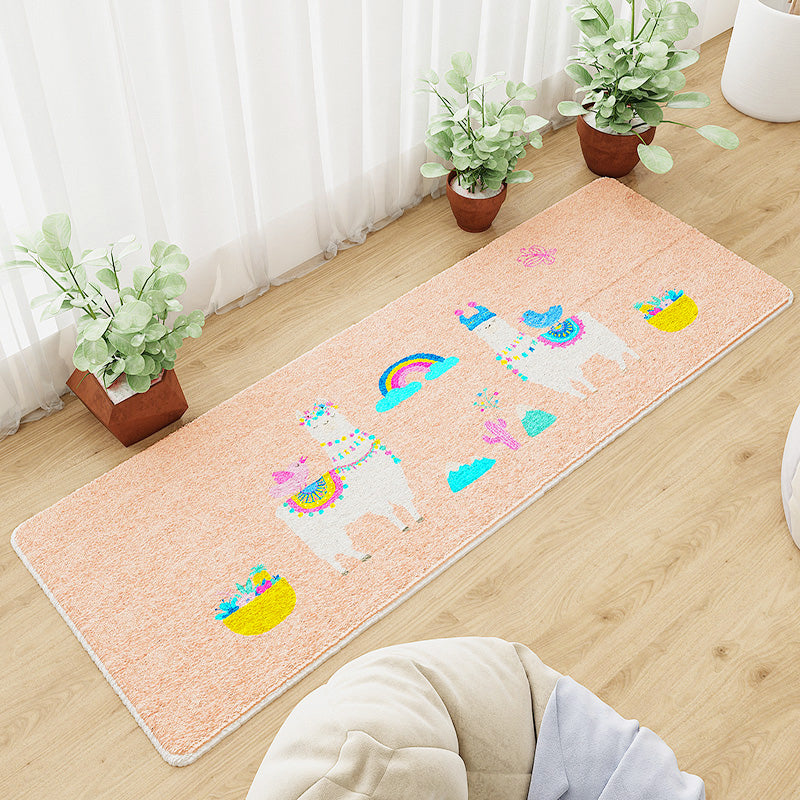 Cute Relaxing Rug Multi Color Cartoon Animal Printed Rug Pet Friendly Easy Care Area Carpet for Kids Room Pink Clearhalo 'Area Rug' 'Rug' 2208170