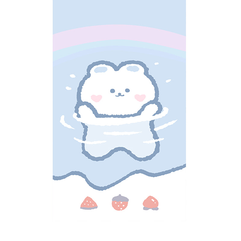 Relaxing Cartoon Bear Print Rug Multi Color Cotton Blend Rug Machine Washable Pet Friendly Carpet for Kids Bedroom Light Blue-White Clearhalo 'Area Rug' 'Rug' 2208216