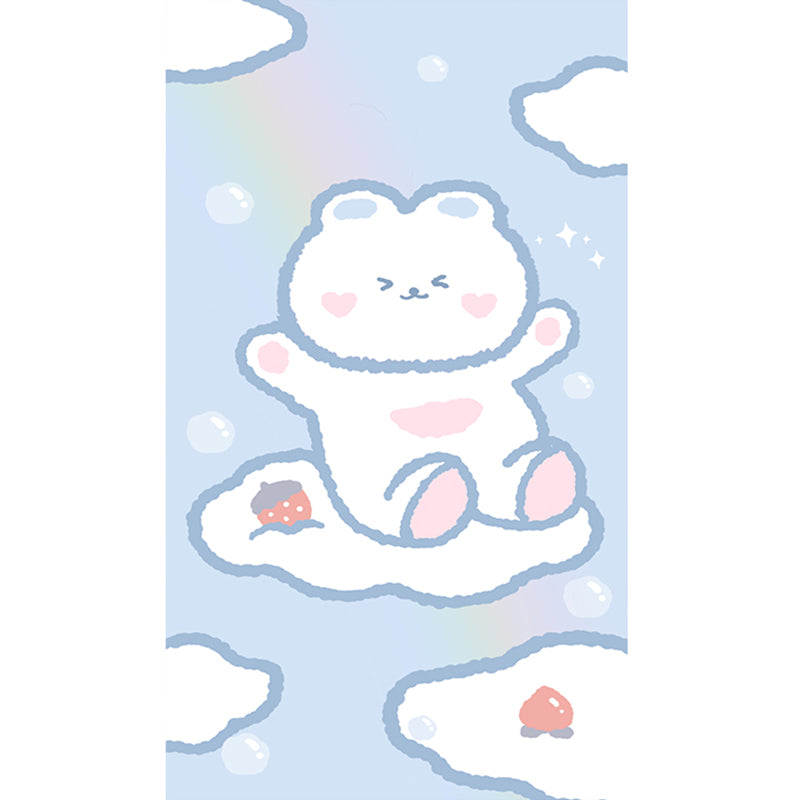 Relaxing Cartoon Bear Print Rug Multi Color Cotton Blend Rug Machine Washable Pet Friendly Carpet for Kids Bedroom Blue-Pink Clearhalo 'Area Rug' 'Rug' 2208218