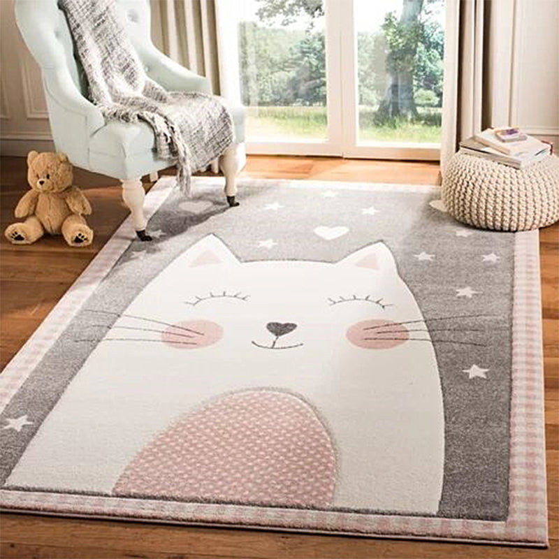 Simple Kids Bedroom Rug Multi Color Cartoon Animal Area Carpet Cotton Blend Pet Friendly Washable Rug Clearhalo 'Area Rug' 'Rug' 2208219
