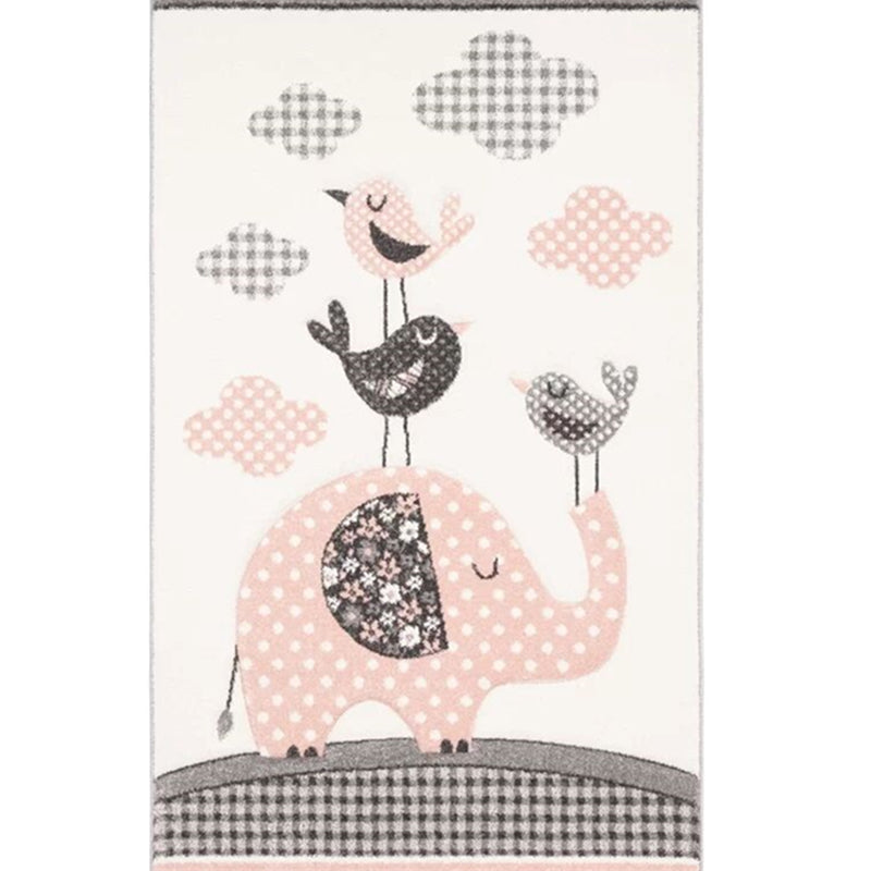 Simple Kids Bedroom Rug Multi Color Cartoon Animal Area Carpet Cotton Blend Pet Friendly Washable Rug Pink-Black Clearhalo 'Area Rug' 'Rug' 2208222