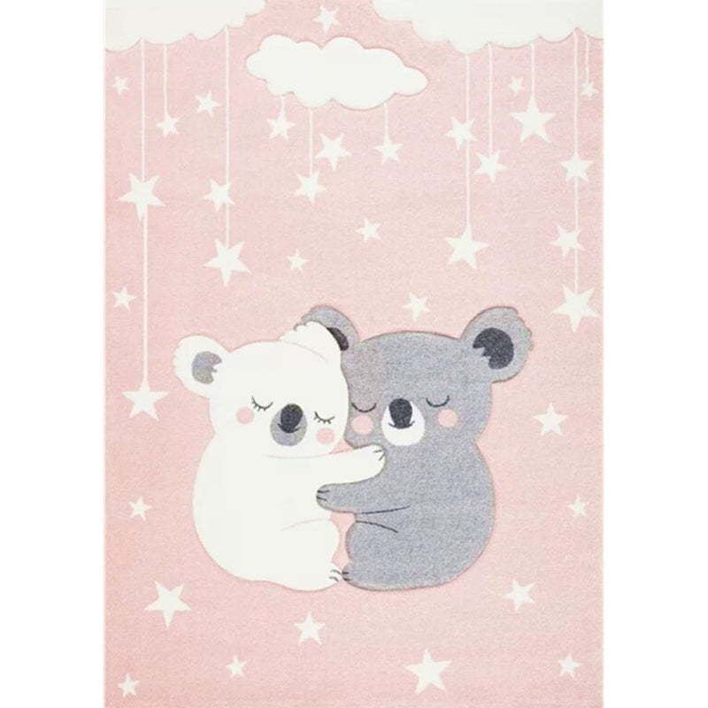 Simple Kids Bedroom Rug Multi Color Cartoon Animal Area Carpet Cotton Blend Pet Friendly Washable Rug Pink-White Clearhalo 'Area Rug' 'Rug' 2208223