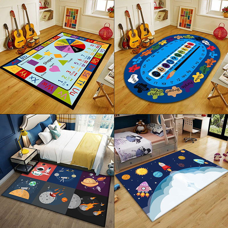 Cartoon Shool Rug Multi-Color Childrens Room Rug Cute Cartoon Animal Print Carpet ...