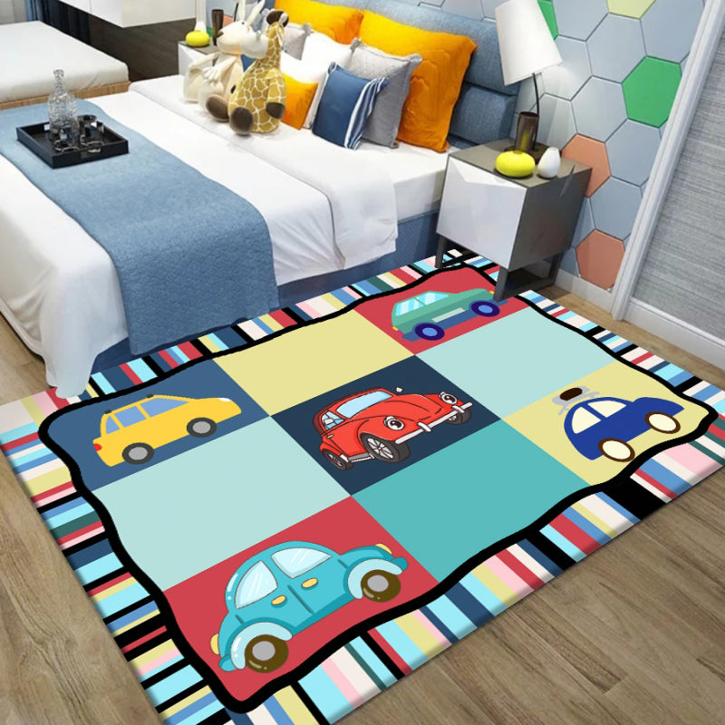 Multi-Color Childrens Room Rug Cute Cartoon Animal Print Carpet Polyster Pet Friendly Easy Care Area Rug Yellow-Red Clearhalo 'Area Rug' 'Rug' 2208232
