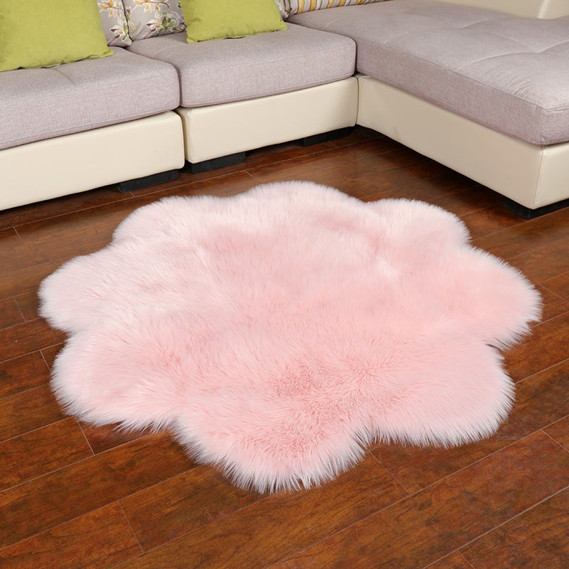 Casual Living Room Rug Multi Color Plain Area Carpet Faux Fur Non-Slip Backing Indoor Rug Light Pink Clearhalo 'Area Rug' 'Casual' 'Rugs' Rug' 2208270