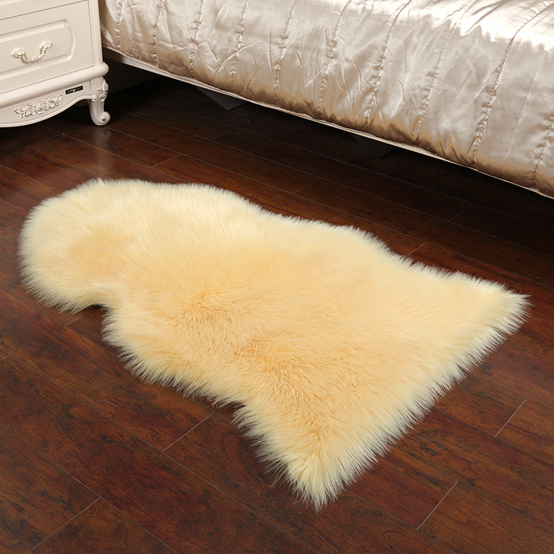 Casual Living Room Rug Multi Color Plain Area Carpet Faux Fur Non-Slip Backing Indoor Rug Light Apricot Clearhalo 'Area Rug' 'Casual' 'Rugs' Rug' 2208272