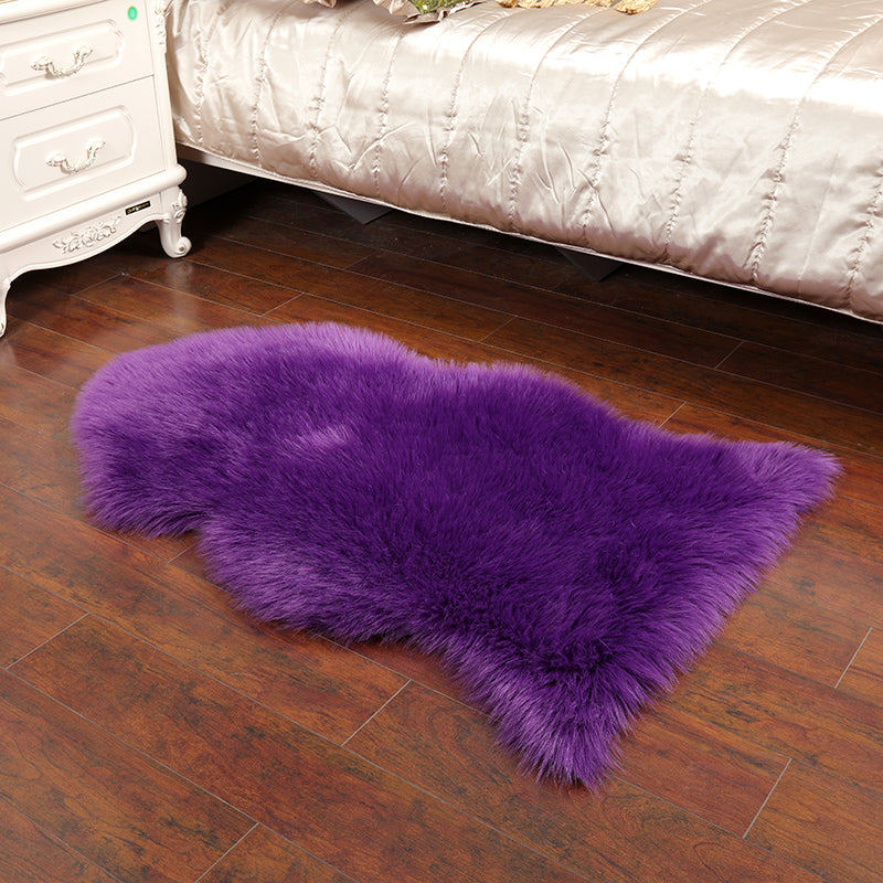 Casual Living Room Rug Multi Color Plain Area Carpet Faux Fur Non-Slip Backing Indoor Rug Purple Clearhalo 'Area Rug' 'Casual' 'Rugs' Rug' 2208274