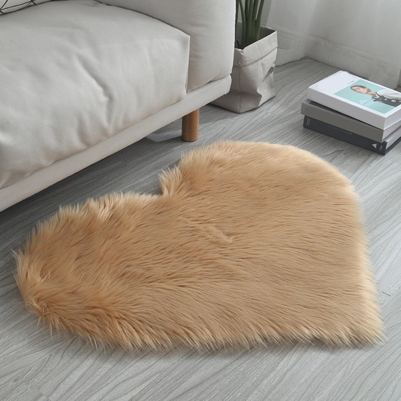 Heart Shape Solid Color Rug Multi-Colored Simple Carpet Fluffy Pet Friendly Machine Washable Rug for Bedroom Camel Clearhalo 'Area Rug' 'Casual' 'Rugs' Rug' 2208282