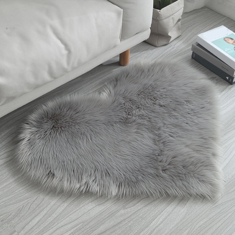 Heart Shape Solid Color Rug Multi-Colored Simple Carpet Fluffy Pet Friendly Machine Washable Rug for Bedroom Grey Clearhalo 'Area Rug' 'Casual' 'Rugs' Rug' 2208289