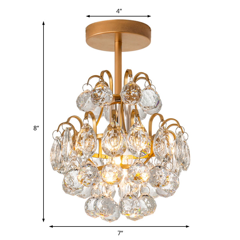 Modern Bent Arm Frame Ceiling Light Metal 1 Light Corridor Semi Flush Mount Light in Gold/Black Clearhalo 'Ceiling Lights' 'Close To Ceiling Lights' 'Close to ceiling' 'Semi-flushmount' Lighting' 220831