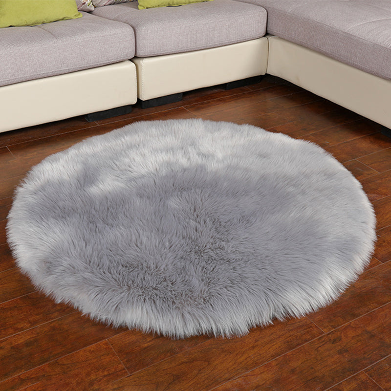 Contemporary Room Decoration Rug Multi Color Plain Carpet Faux Fur Anti-Slip Backing Pet Friendly Rug Clearhalo 'Area Rug' 'Casual' 'Rugs' Rug' 2208352